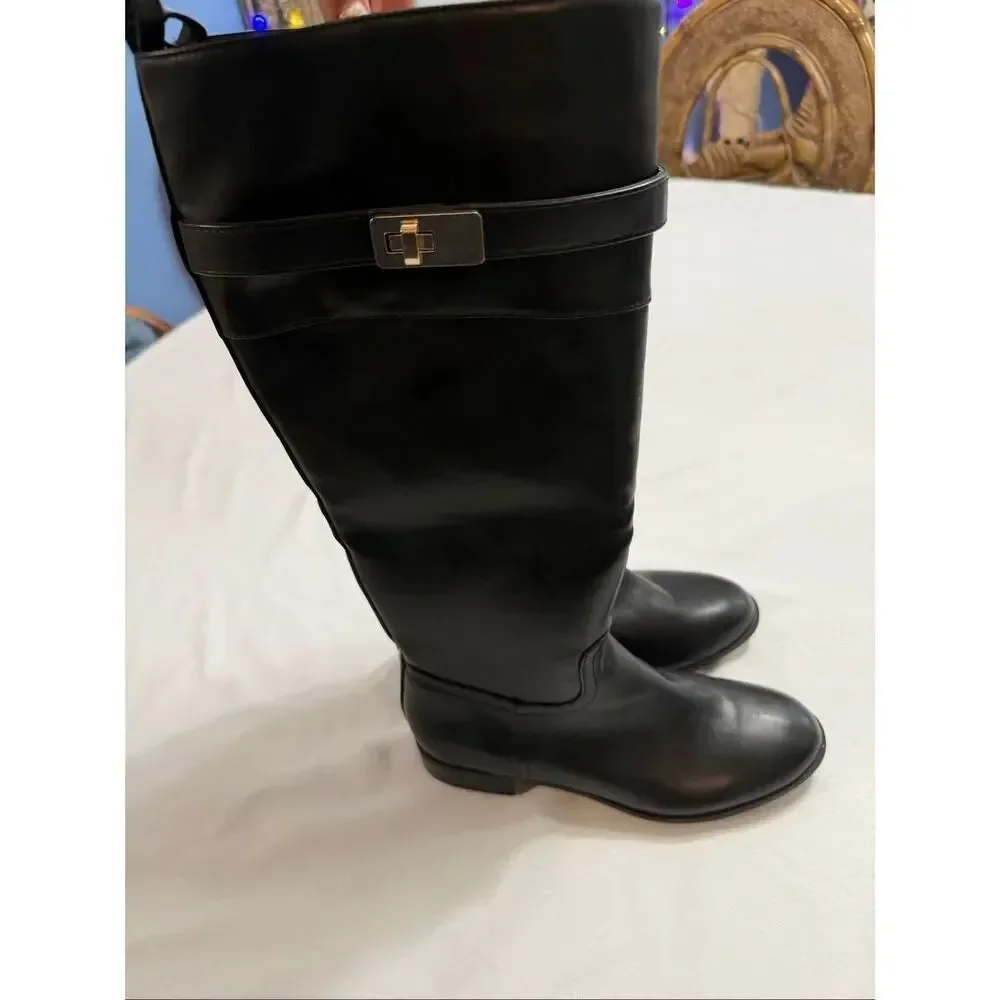 Gianni Bini Taharahhp Womens Buckle Mid-Calf Black Boots Size 7.5M 7 1/2 New